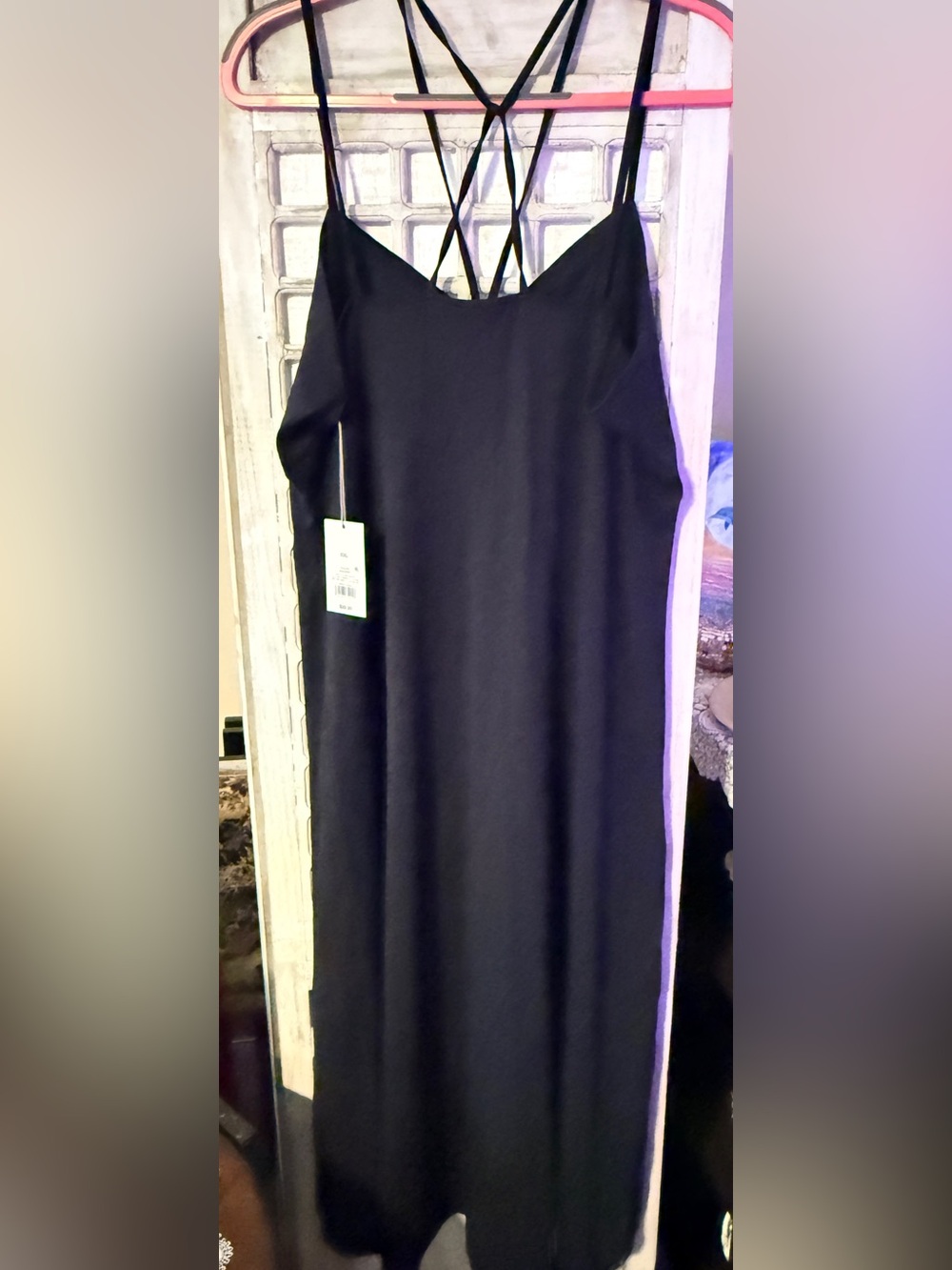✨ NWT a new day Black Long Flowy Keyhole Dress XXL Strappy Beachy Cotton ✨ - Picture 2 of 5